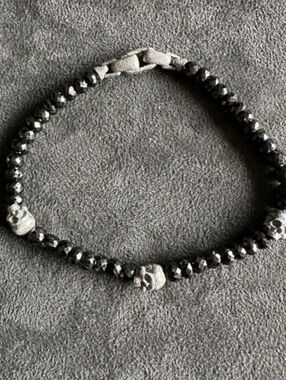 NWOT David Yurman Memento Mori Spinel Skull Station Bracelet - 8"
